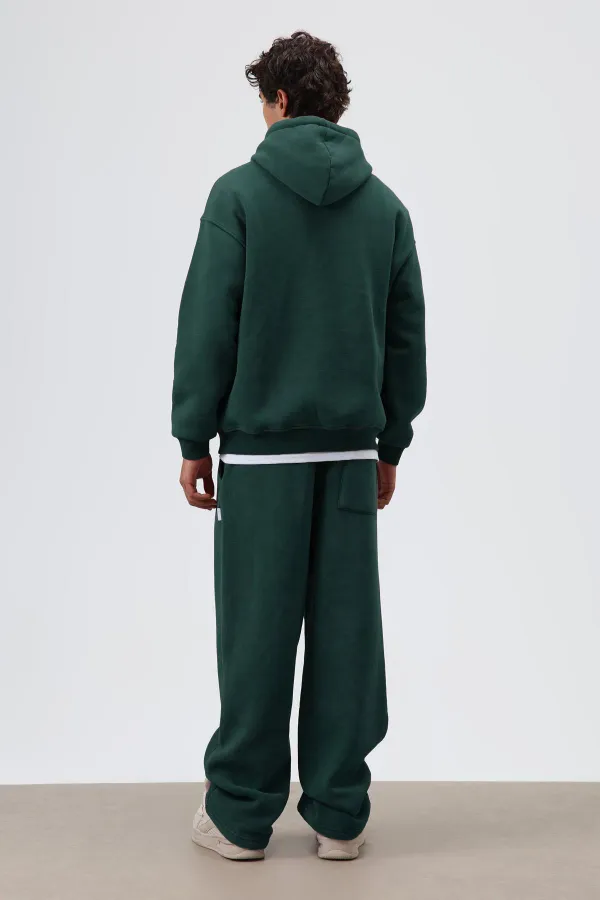 Sweat à capuche basique oversize délavé, bleu marine