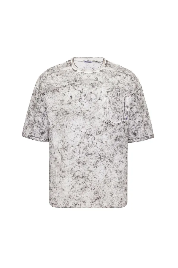 Washed Oversize T-Shirt with Pocket Detail, Ecru