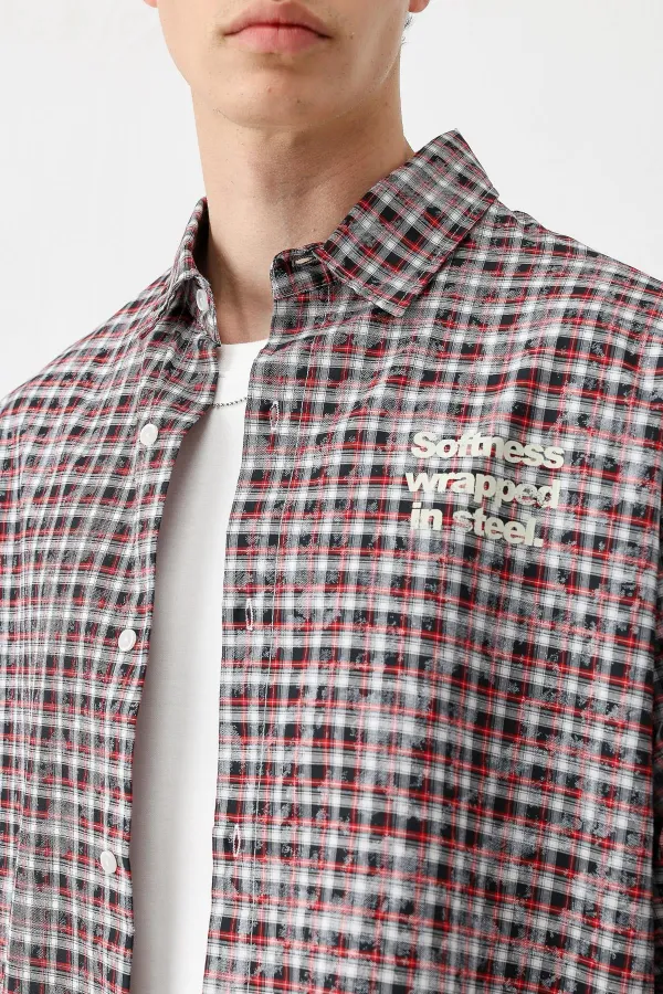 Uzun Kollu Kareli Gömlek Siyah