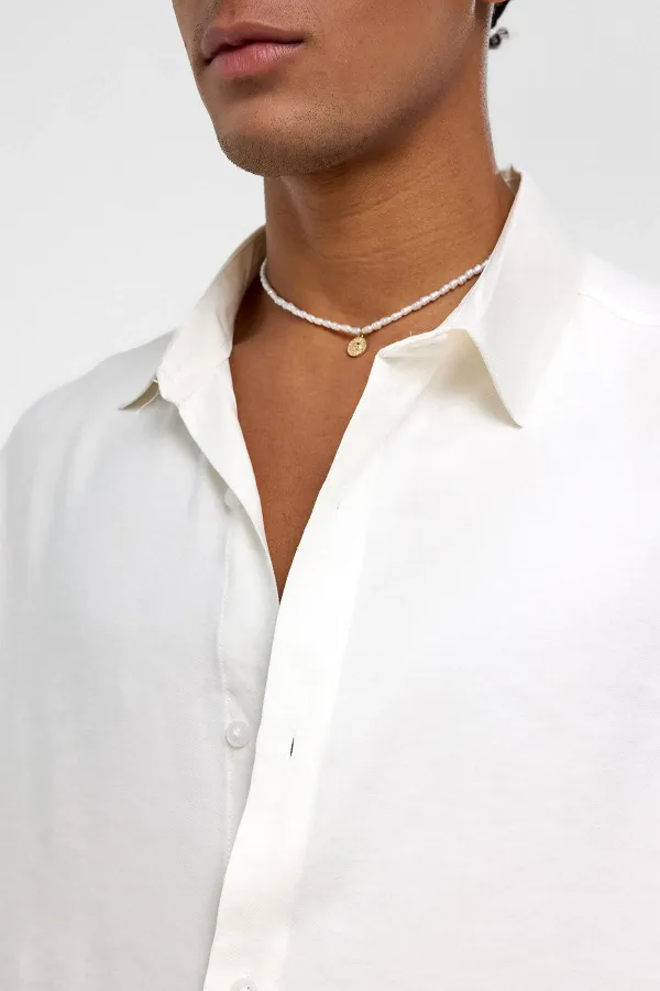 Basıc Oversize Uzun Kollu Modal Karışımlı Gömlek Ekru