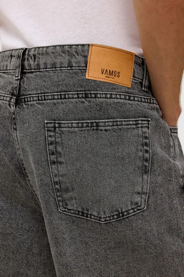 Oversize Bermuda Denim Şort Gri