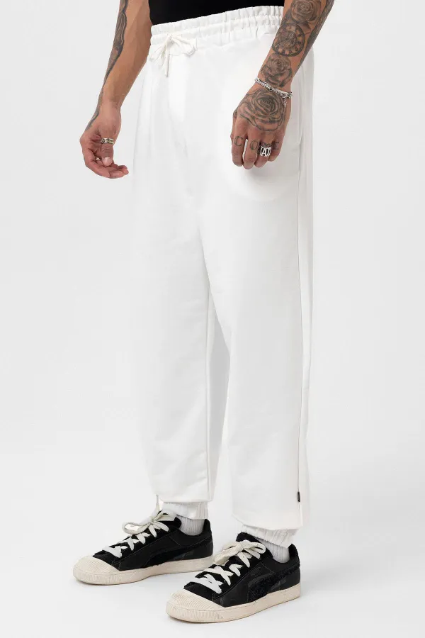 Paça Lastikli Basic Oversize Eşofman Takımı Ekru