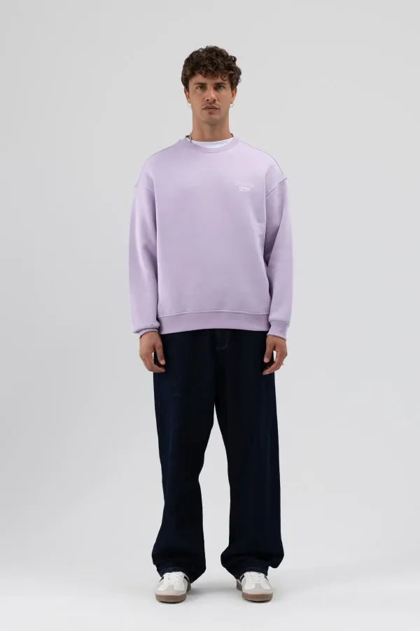 Sweat-shirt oversize à col rond imprimé lilas