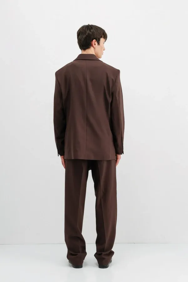 Costume croisé oversize marron