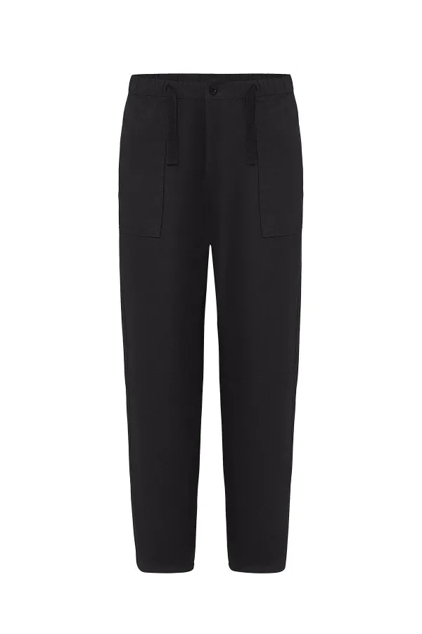 Baggy Fit Gabardine Trousers Black