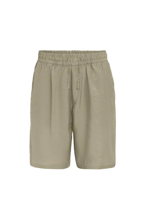 Oversize Modal Kumaş Bermuda Şort Haki