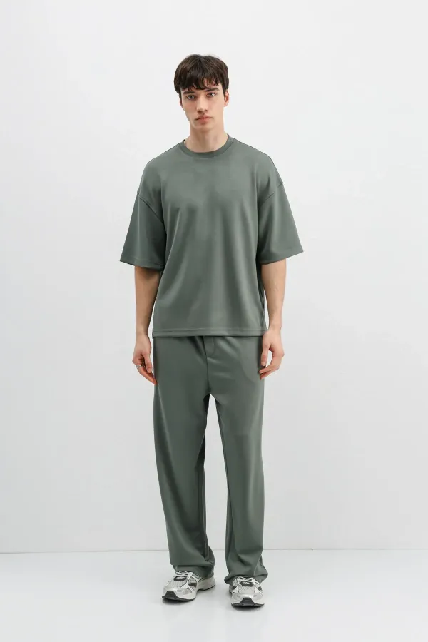 Modal Karışımlı Oversize Tişört Haki