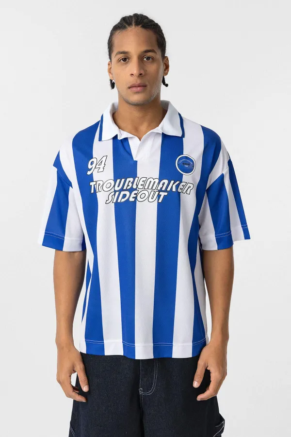 T-shirt oversize à col polo (bleu marine)