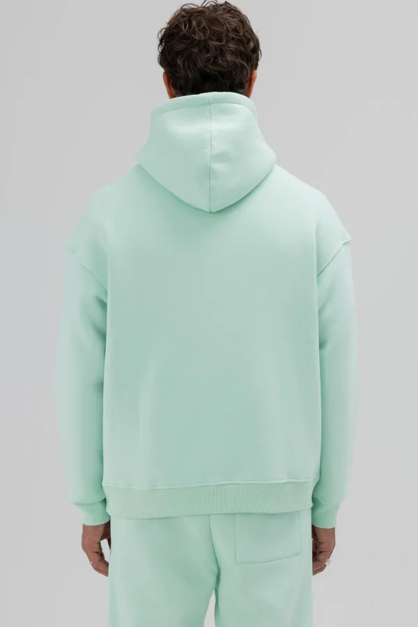 Sweat à capuche basique oversize menthe