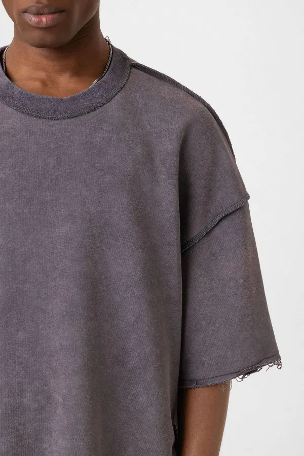 Yıkamalı Oversize Tişört Füme