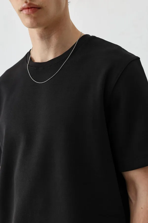 Short-Sleeved Boxy Fit T-Shirt, Black