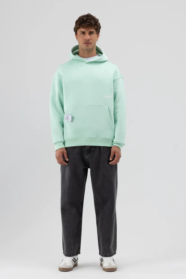 Sweat-shirt à capuche oversize imprimé menthe