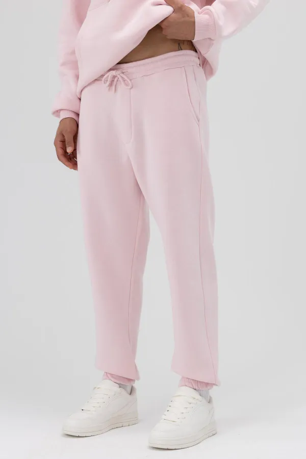 Pantalon de survêtement basique à chevilles élastiquées, rose