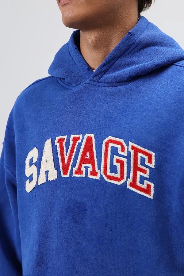 Oversize Baskılı Kapüşonlu Sweatshirt Saks