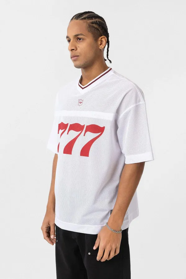Oversize V-Neck Jersey T-Shirt White