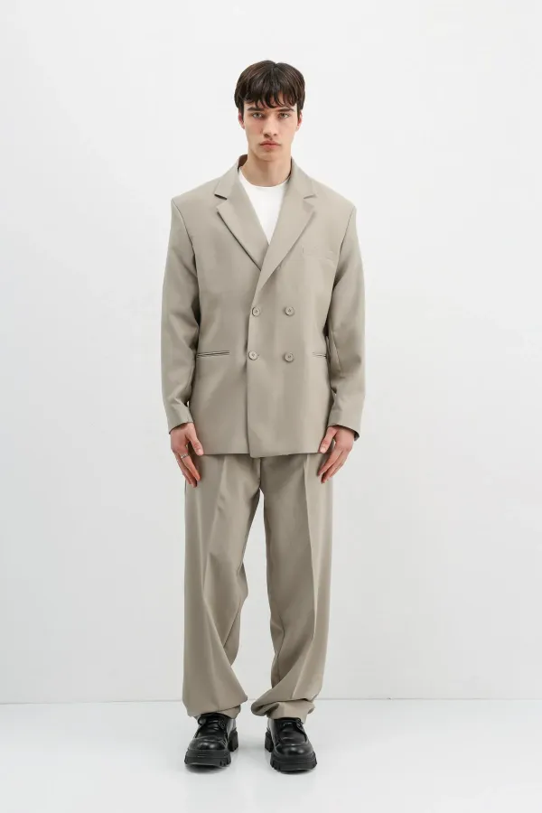 Costume croisé oversize, beige