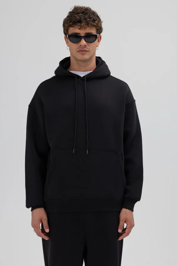 Basic Oversize Hooded Sweatshirt Black