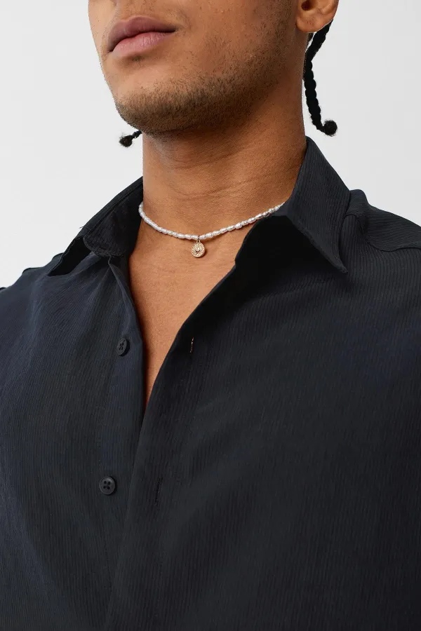 Basic Oversize Uzun Kol Gömlek Siyah