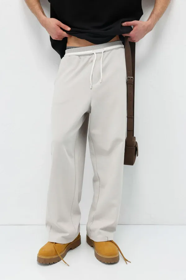 Bağcıklı Baggy Fit Eşofman Alt Ice Grı