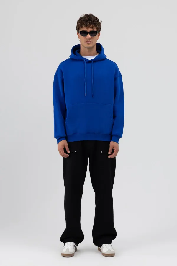 Sweat à capuche oversize basique bleu marine
