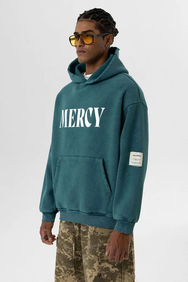 Card Detail Washed Oversize Sweatshirt Petrol