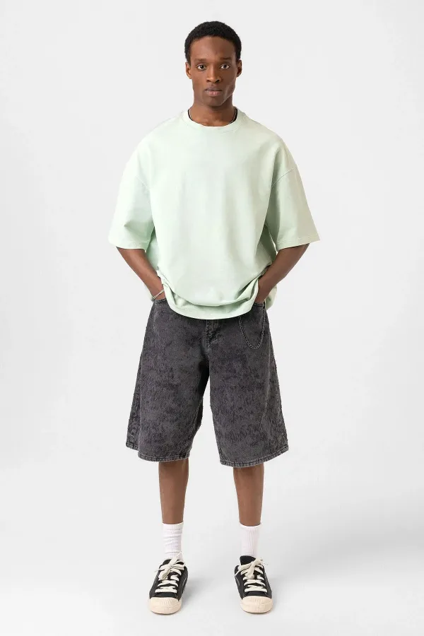 Yıkamalı Oversize Tişört Mint