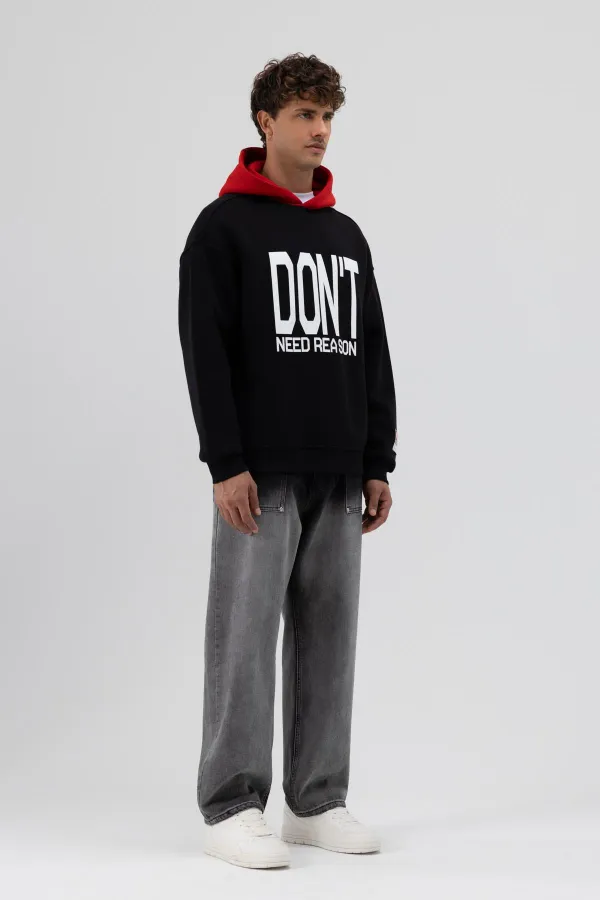 Sweat-shirt oversize noir imprimé bicolore