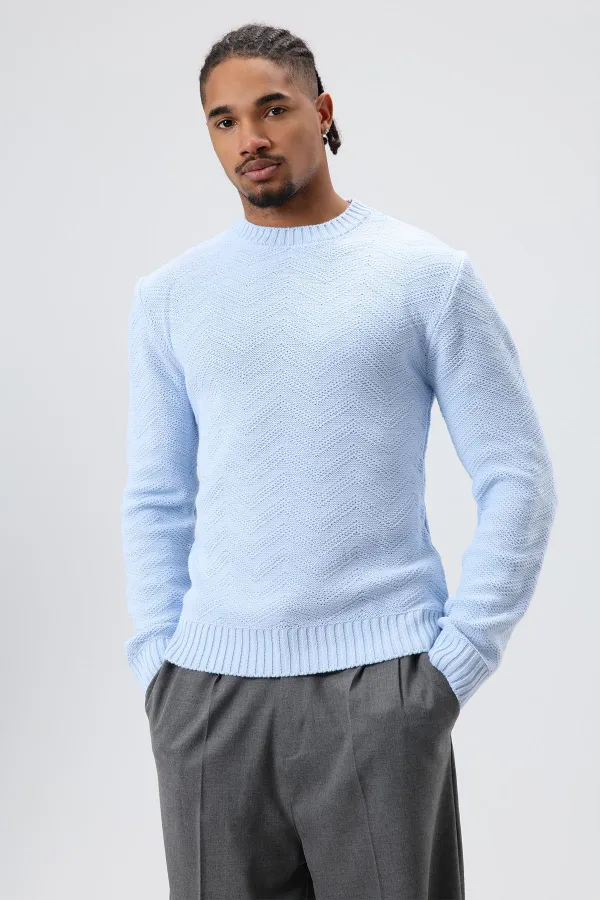 Pull oversize à col rond bleu ciel