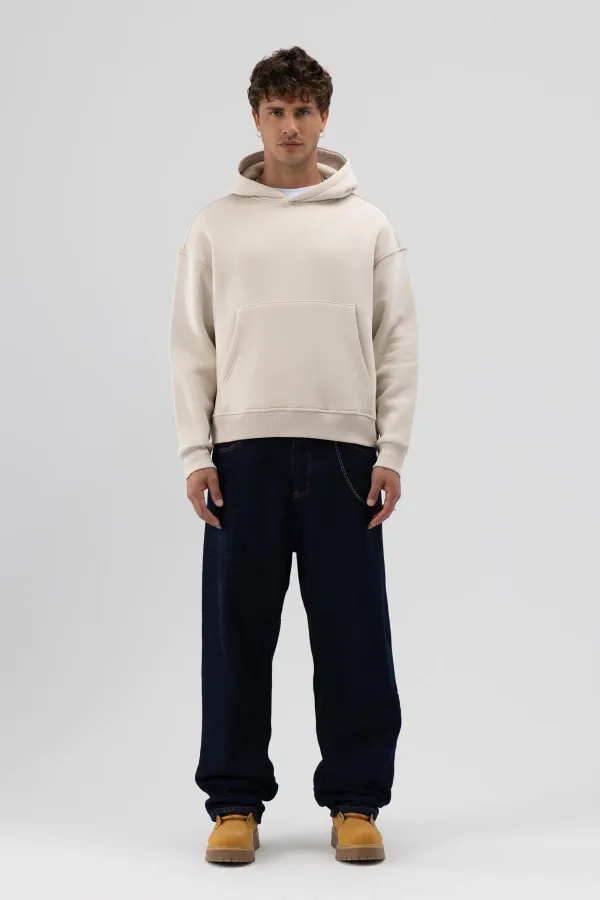 Sweat-shirt basique à capuche, coupe carrée, couleur