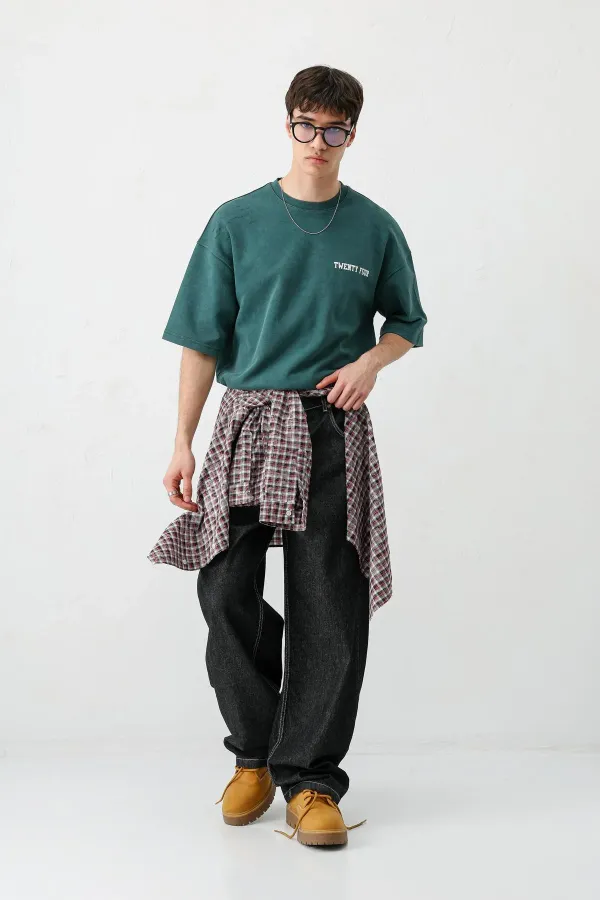 T-shirt oversize imprimé, bleu marine