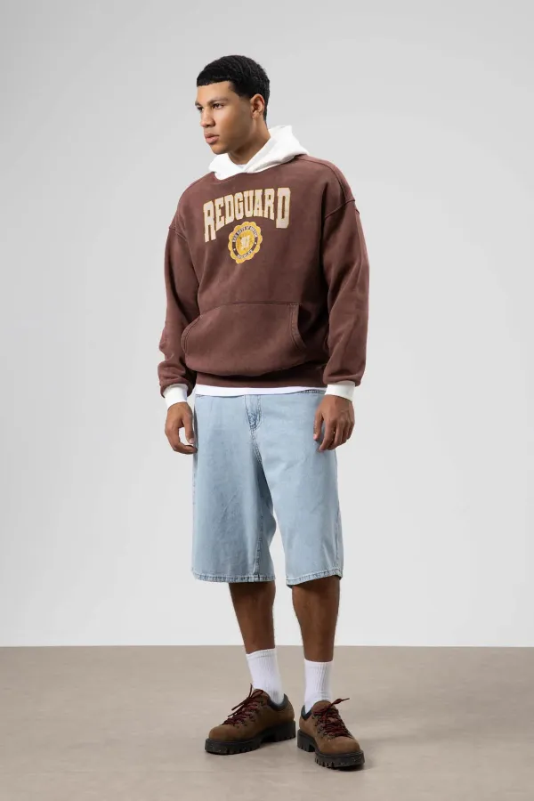 Sweat à capuche imprimé oversize, couleur café