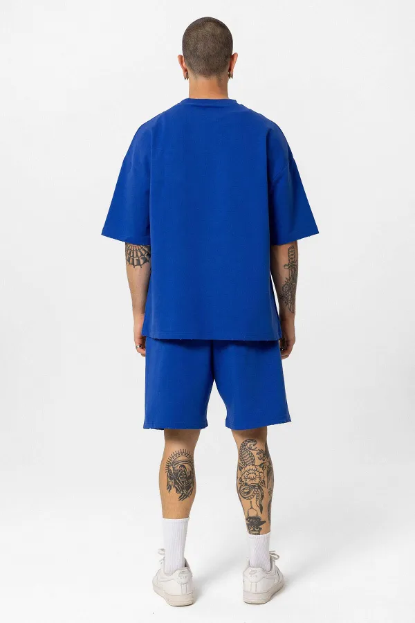 Young Atelıer Baskılı Şort Takım Saks