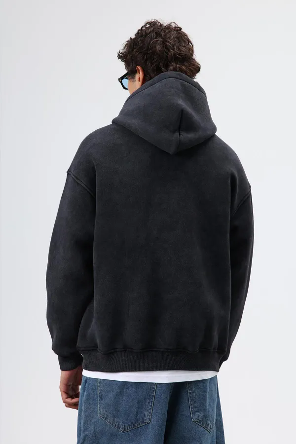 Sweat à capuche imprimé oversize noir