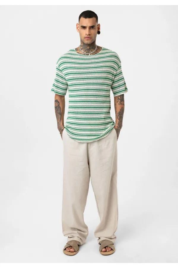 T-shirt en maille rayée oversize Benetton