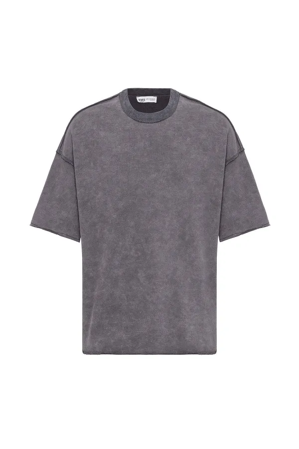 Yıkamalı Oversize Tişört Füme