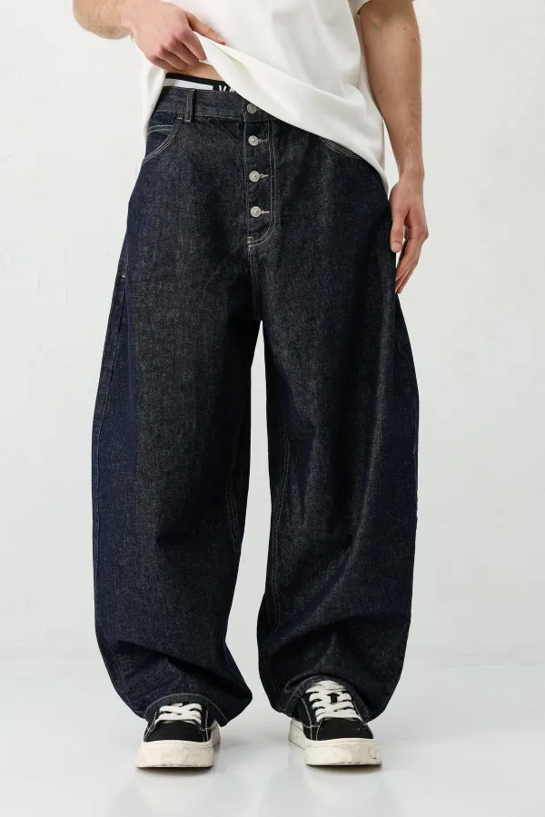 Barrel Fit Jeans Lacivert