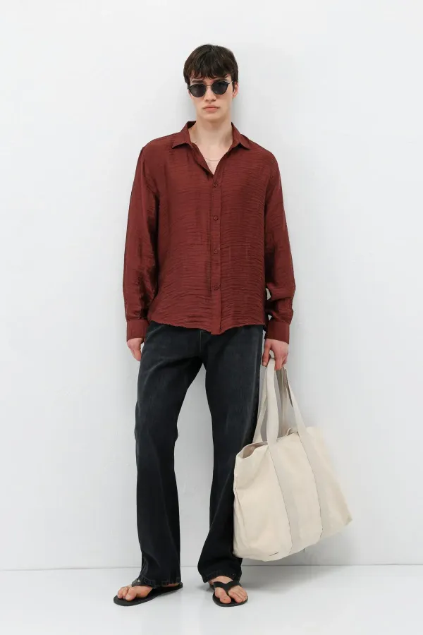 Chemise oversize texturée bordeaux