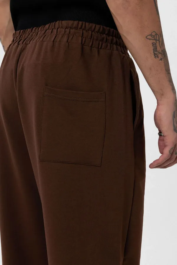 Paça Lastikli Basic Oversize Eşofman Takımı Kahve