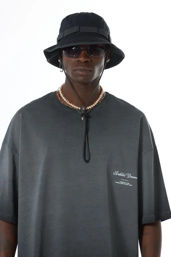 Yıkamalı Crop Tişört Siyah