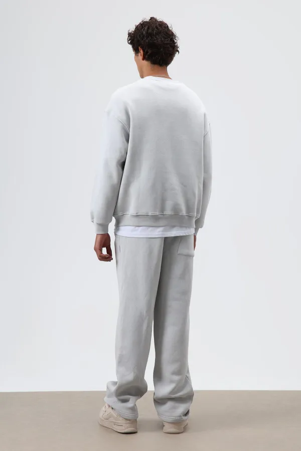 Sweat-shirt basique oversize délavé gris clair