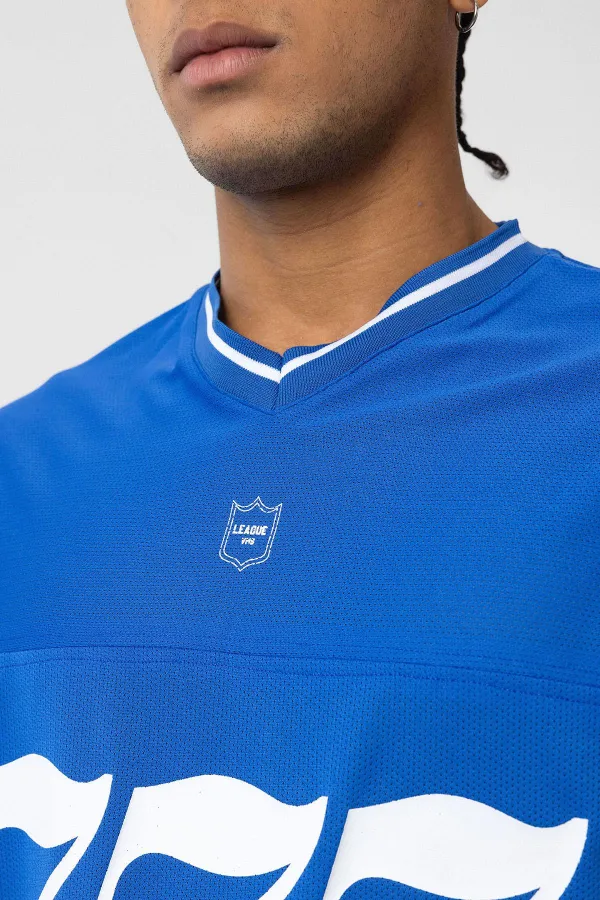 Oversize V-Neck Jersey T-Shirt (Navy Blue)