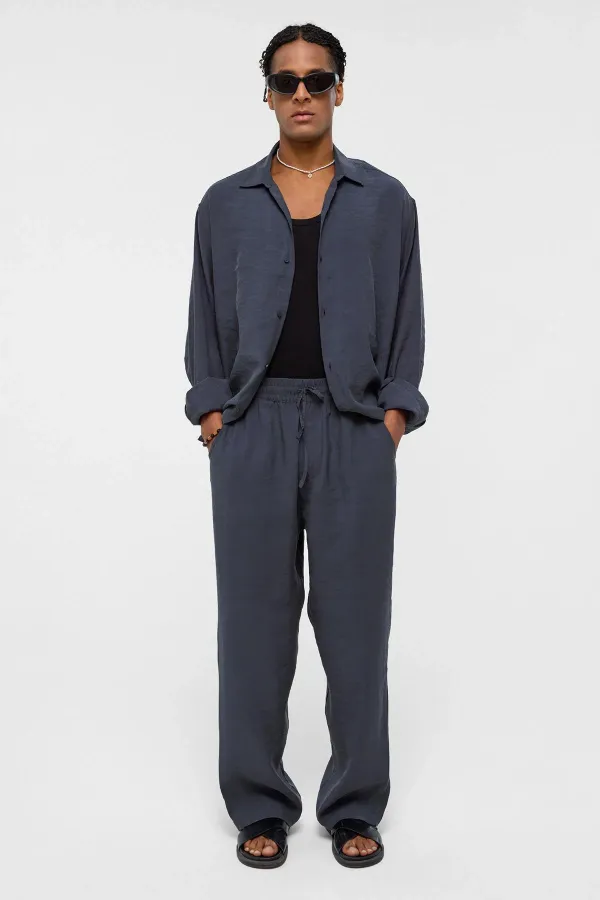 Basıc Oversize Uzun Kollu Modal Karışımlı Gömlek Antrasit