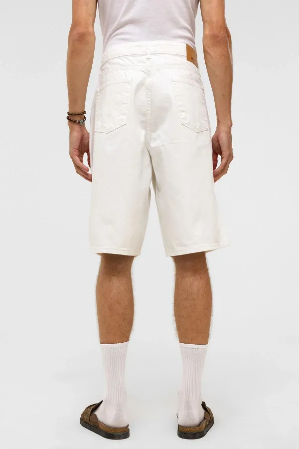 Oversize Bermuda Denim Shorts, Ecru