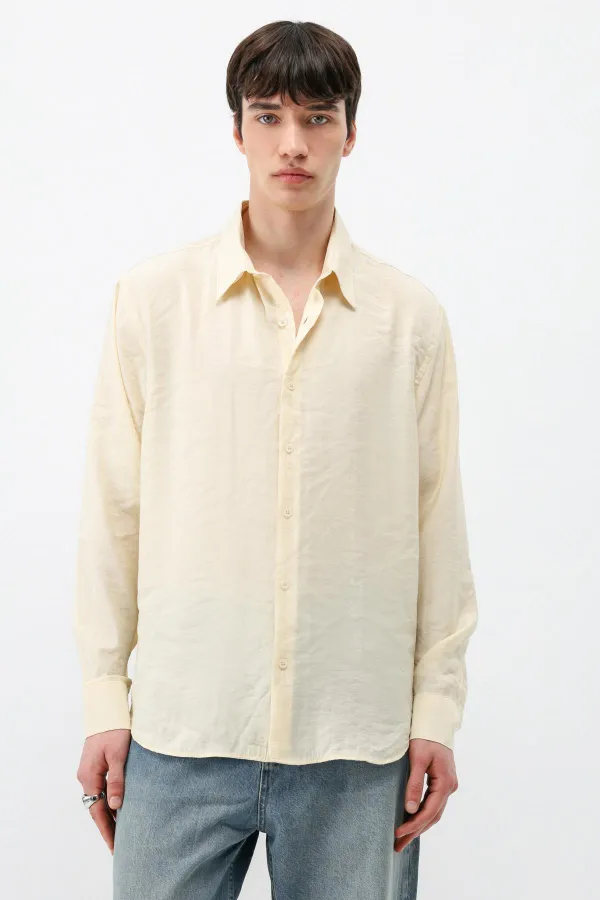 Chemise oversize jaune en modal