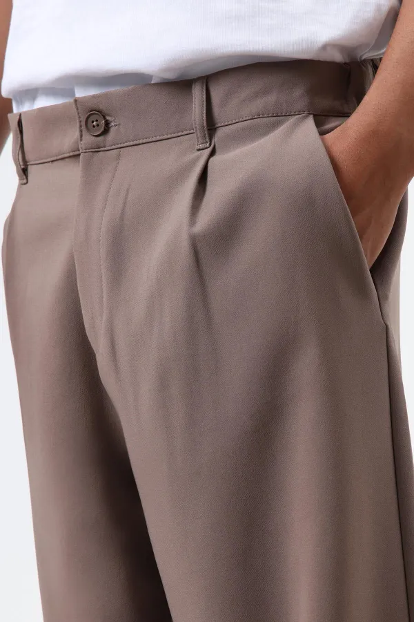 Baggy Fit Kumaş Pantolon Vizon