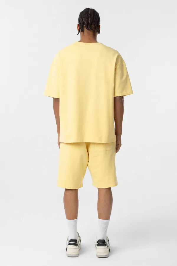 Basic Oversize Şort Takım Sarı