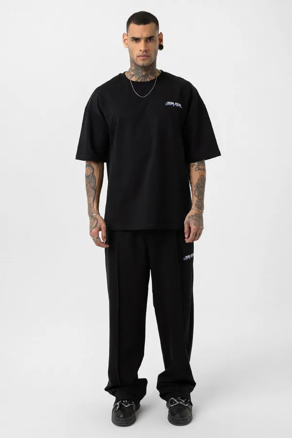 Paça Yırtmatçlı Oversize  Eşofman Takım Siyah