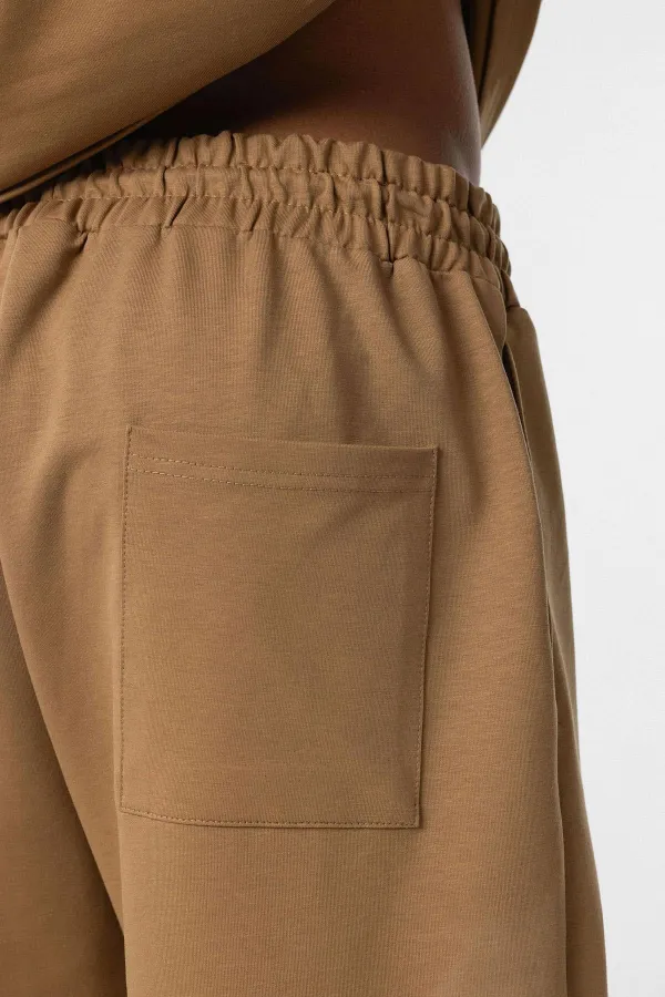 Ensemble de survêtement basique oversize à poignets élastiqués, camel