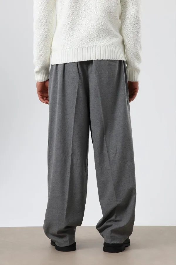 Baggy Fit Fabric Trousers Anthracite