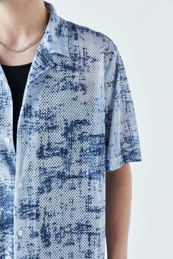 Patterned Corduroy Oversize Shirt Pattern-2